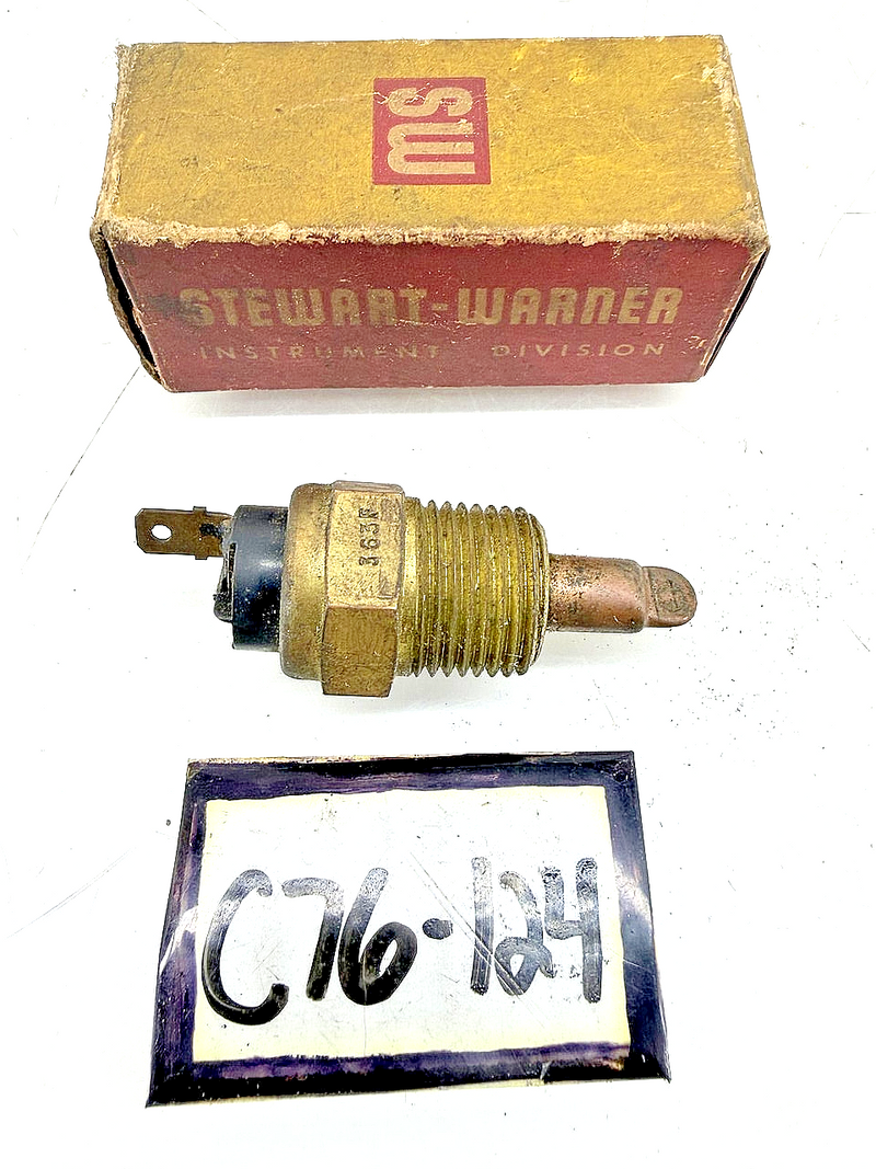 NOS STEWART WARNER TEMPERATURE WARNING SWITCH BRASS SW BOX D-363-F C76-124