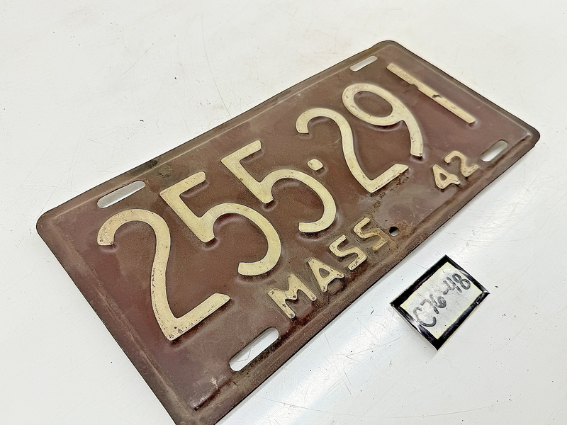 Orig. Paint 1942 255291 Massachusetts License Plate Sign MA 255-291 C76-48