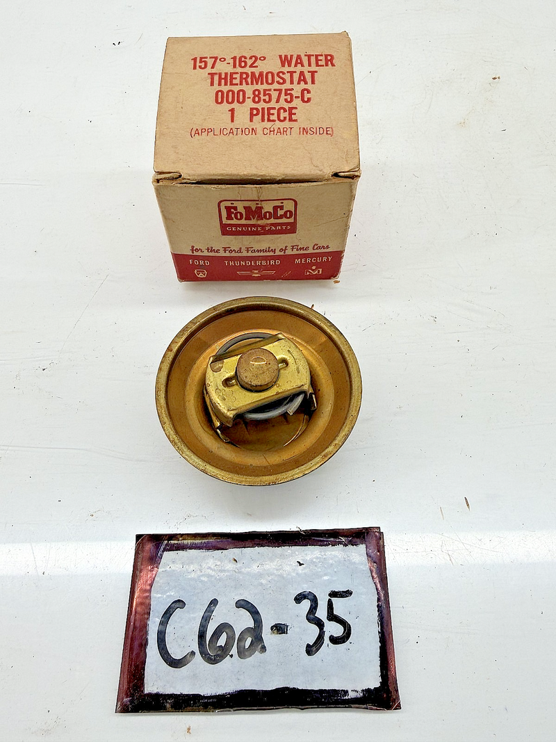NOS 1940 - 1956 FORD THERMOSTAT 157°- 162° 000-8575-C C62-35