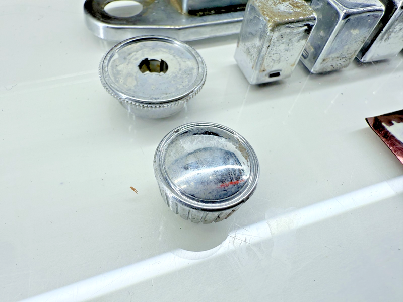 Vintage RARE OEM Mopar Plymouth CHROME RADIO BEZEL with BUTTONS & KNOBS C32-9