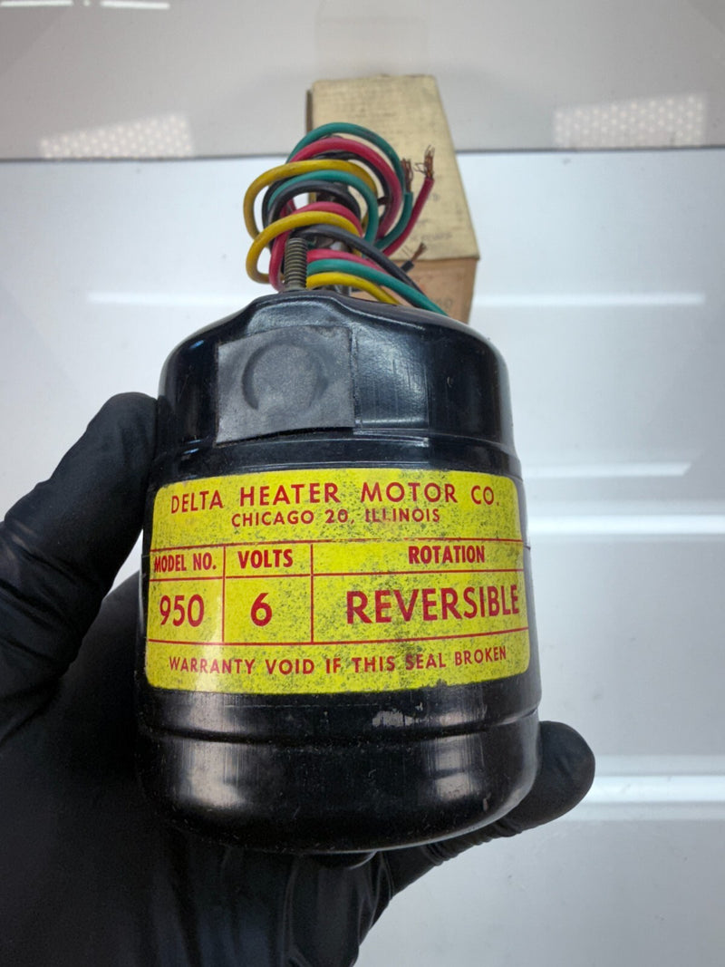 NOS DELTA HEATER MOTOR 950 ROTATION CCW OR CW - 5/16" SHAFT DIAMETER 6V C19-26