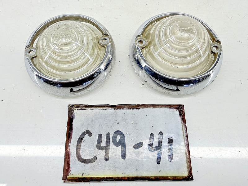 Vintage OEM 1955-1963 WILLYS Parking Lamp Light BEZELS Glass LENS KADH 21689 C49