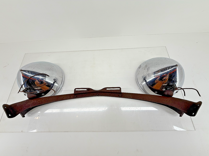 RARE OEM 1930's CM HALL HEADLAMPS & MOUNT BAR HEAD LIGHTS HOT RAT ROD U5B-118