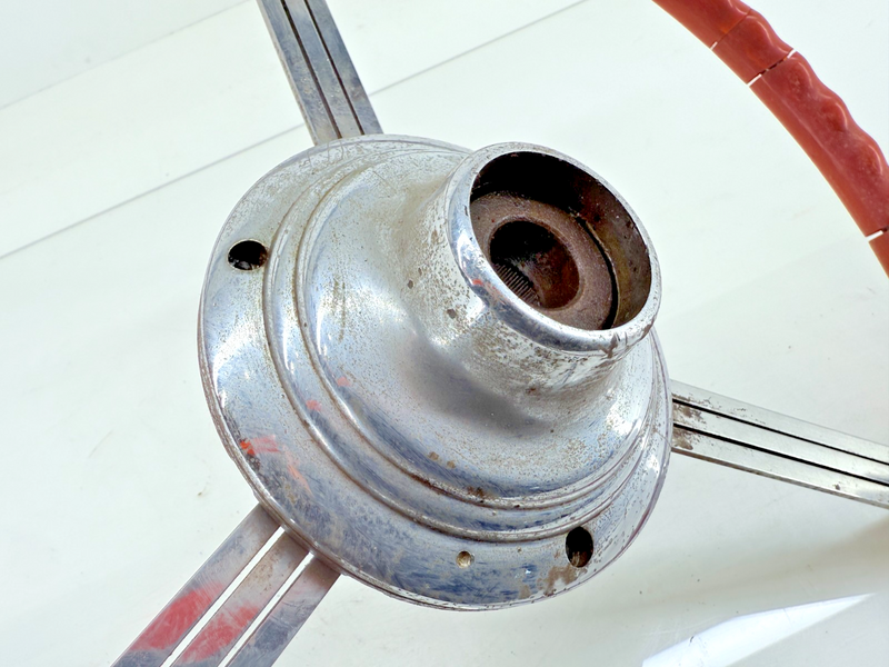 Vintage ORIGINAL 1939 BUICK 8 EIGHT CHROME Flat Bar BANJO STEERING WHEEL SW-20