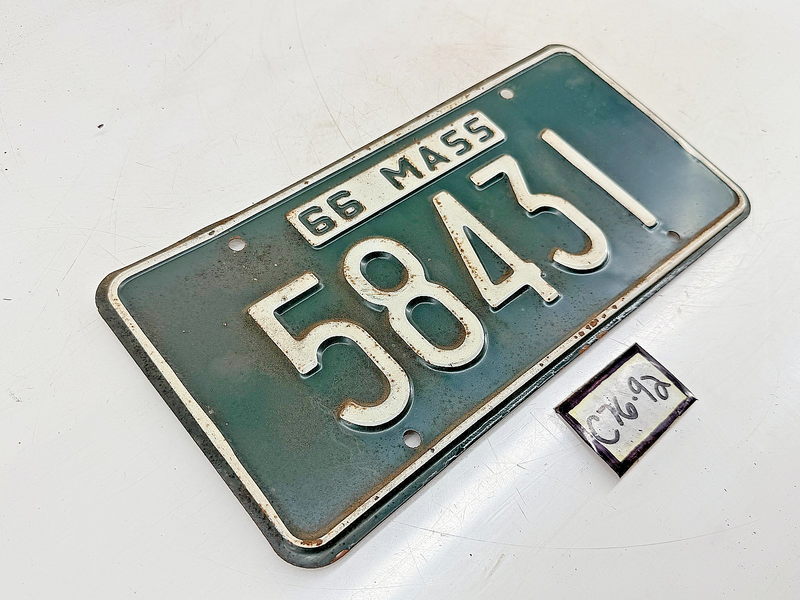 Orig. Paint 1966 58431 Massachusetts License Plate Sign MA 58431 C76-92