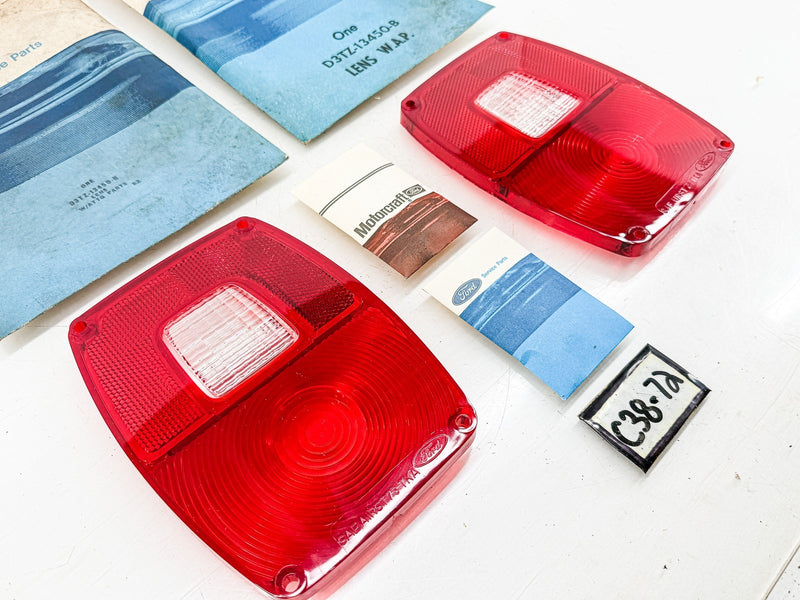 NOS 1967 - 1979 FORD TRUCK STEPSIDE TAIL LIGHT LENS PAIR D3TZ-13450-B C38-72