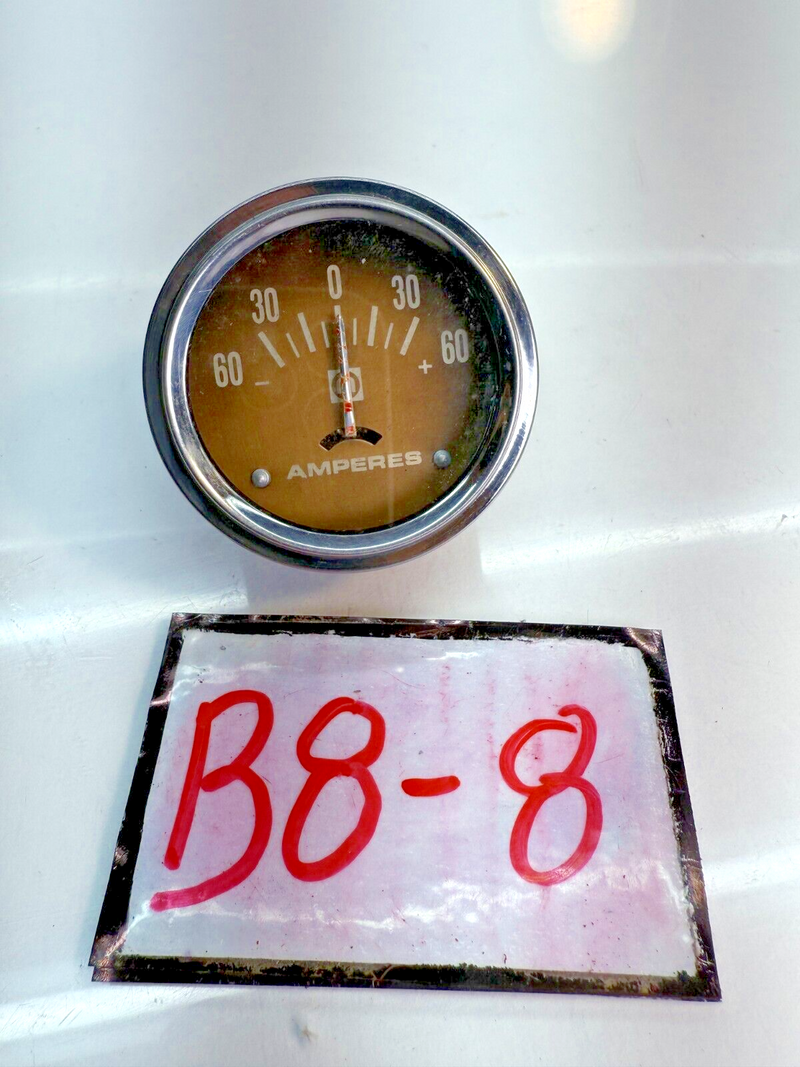 Vintage M Amperes Gauge Ford Chevy Mopar Boat Semi Truck Tractor 0-60 Amps B8-8