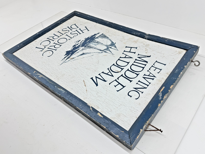 Vintage 2-Sided 2'x3' Wood Sign Entering/Leaving Middle Haddam Historic District
