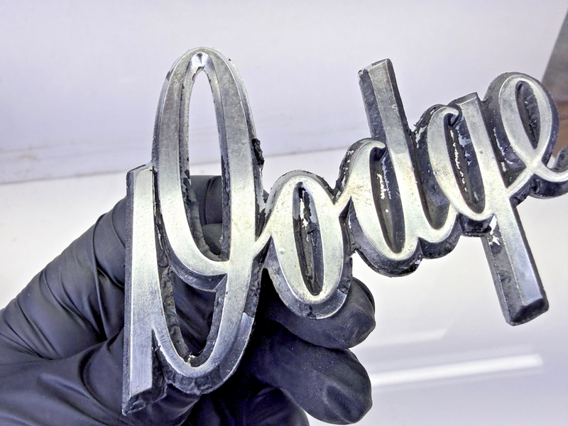 Vintage OEM Dodge Script Emblem Badge Metal 1950s 1960s Mopar 2956722 E8-98
