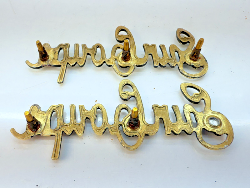 OEM Buick Sun Coupe PAIR of Gold Emblems 1972 Quarter Panel Sail Badge E5-41