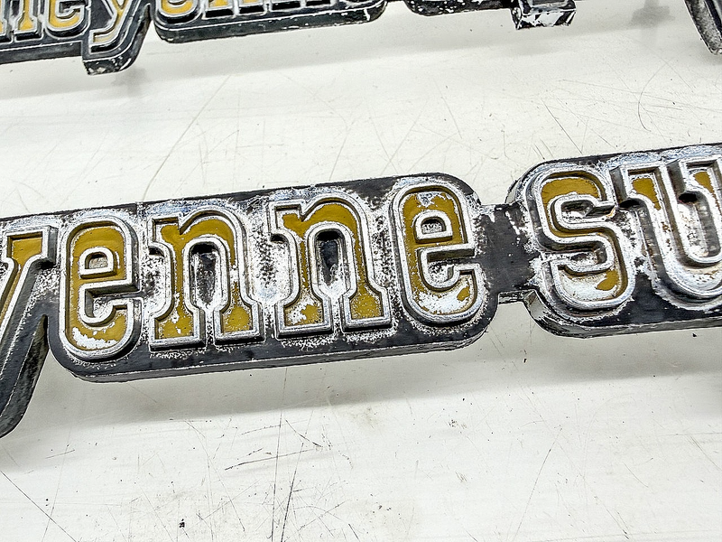 OEM 1973 - 1976 CHEVY TRUCK CHEYENNE SUPER 10 FENDER EMBLEM PAIR 6273134 E10-4