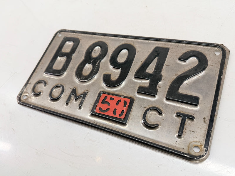 1950 Connecticut Commercial License Plate B8942 COM CT Vintage Original C47-66