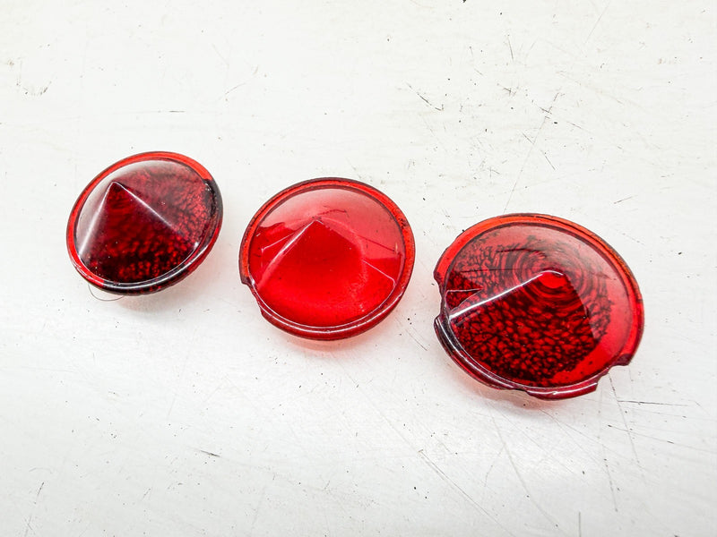 VINTAGE 1930S - 1950S RED GLASS CONE BULLET REFLECTOR LENSES LOT 3 C79-19