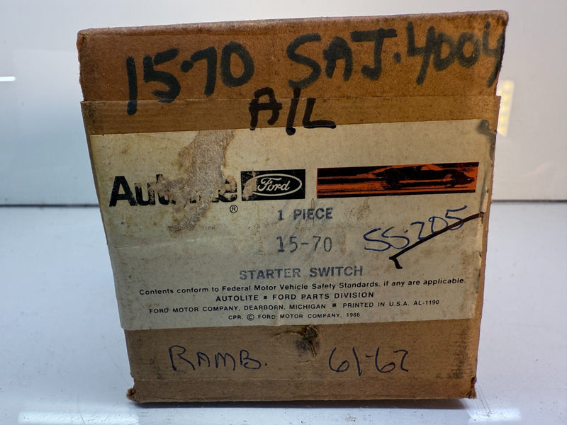 NOS Vintage Autolite Starter Solenoid 15-70 Chrysler Plymouth SS-205 C17-20