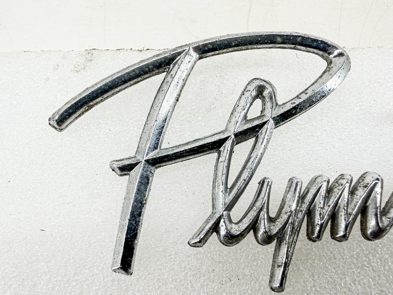 Vintage 1959 1960 PLYMOUTH SCRIPT EMBLEM PAIR MOPAR 1902613 E10-78
