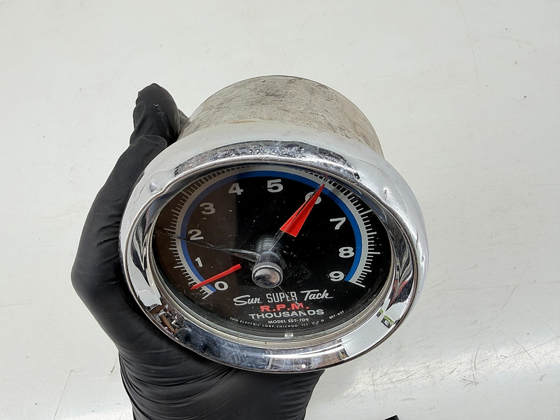 RARE 1960'S 1970'S SUN SUPER TACH 9K BLUE LINE TACHOMETER SST-709 DATE 9/1/1968