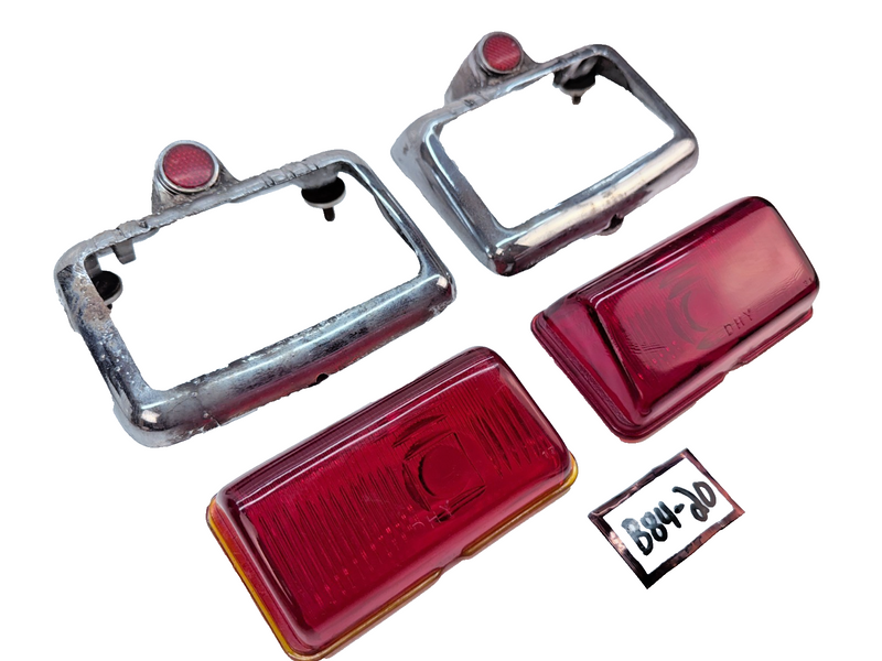 OEM 1946 1947 1948 DODGE DELUXE D24 Chrome Taillight Bezels & Red Glass B84-20