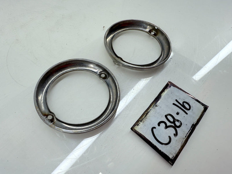 ORIGINAL PAIR CHROME GRILL BEZELS WILLYS JEEP CJ3B & TRUCKS C38-16