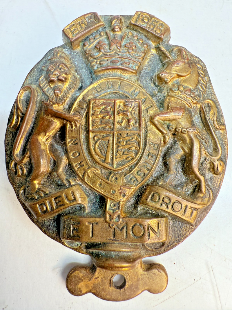 Rare Lion & Unicorn 1953 Dieu Et Mon Droit Brass Coronation Door Knocker B68-29