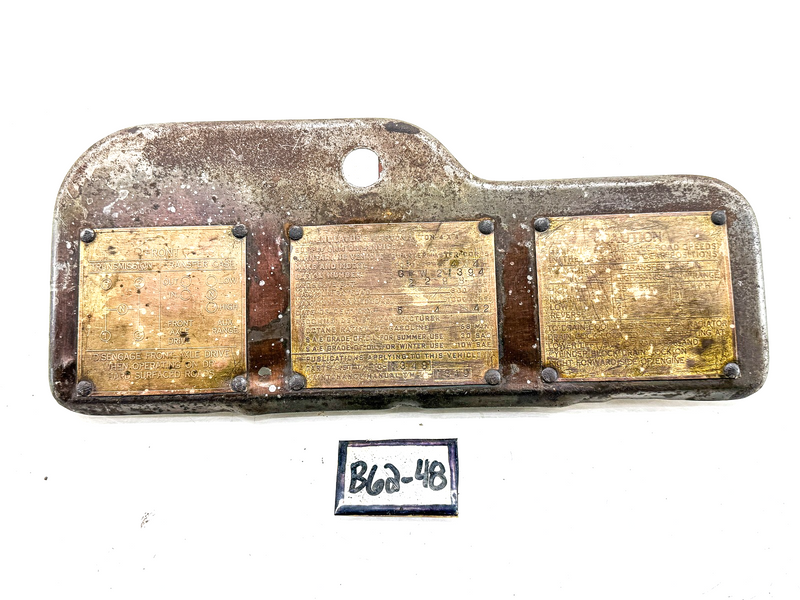 Original 1942 FORD GPW WWII JEEP GLOVE BOX DOOR with 3 DATA PLATES G503 B62-48