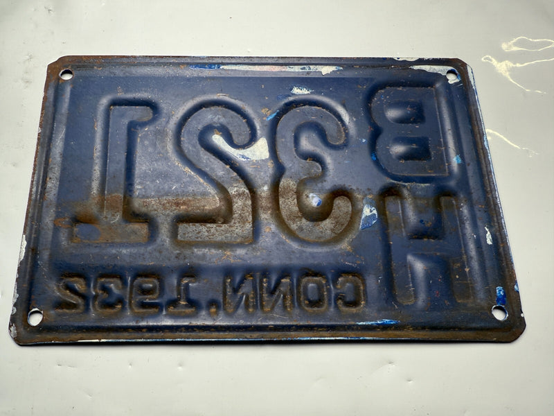 Original 1932 Connecticut License Plate BH 321 YOM DMV Ford Chevy Dodge