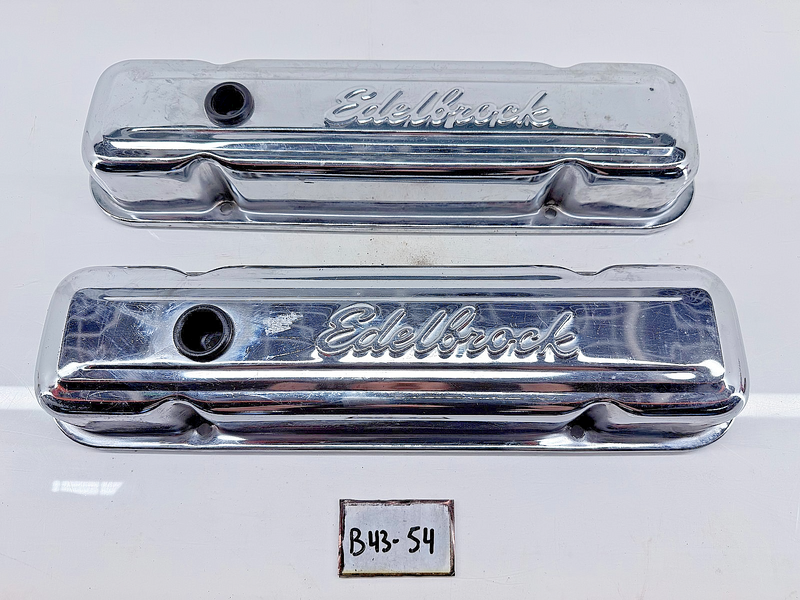 1960s - 1970s Pontiac Edelbrock Chrome Valve Covers 326 389 400 455 B43-54