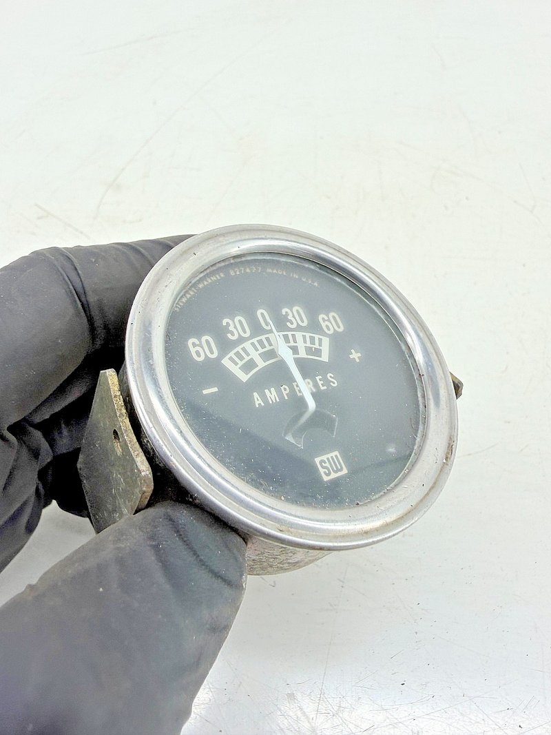 Vintage 1950s - 1960s Hot Rod Stewart Warner Ammeter 60 Amp Gauge 827477 C39-61