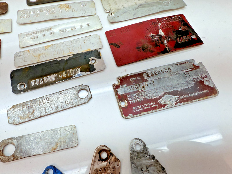 60- Vintage OEM LOT Metal Plate Tag VIN Plate Badge Emblem Serial Data ID B65-28