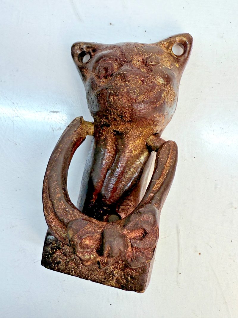 ORIGINAL Vintage Antique Winking Cheshire Cat Door Knocker 3.5" B68-33