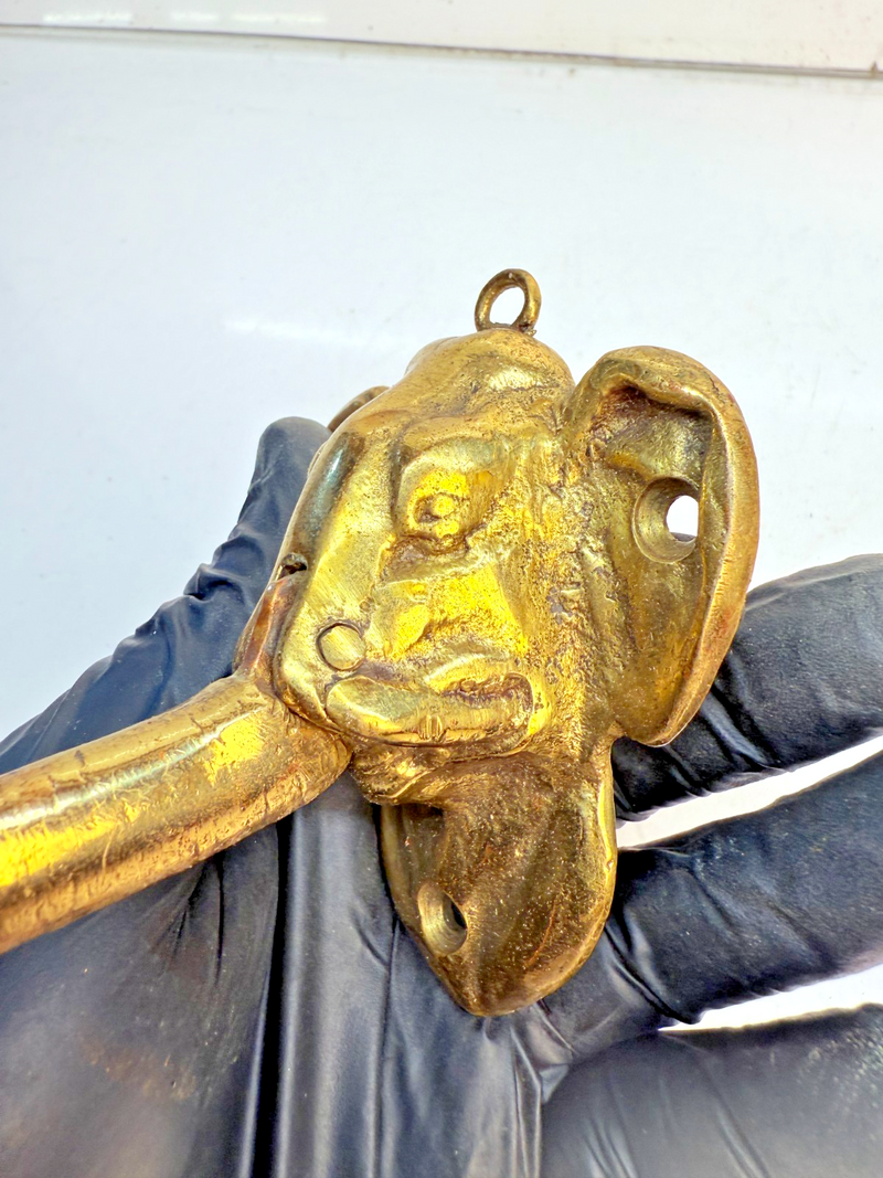 VINTAGE ANTIQUE BRASS ELEPHANT LONG TRUNK DOOR KNOCKER 7" B68-17
