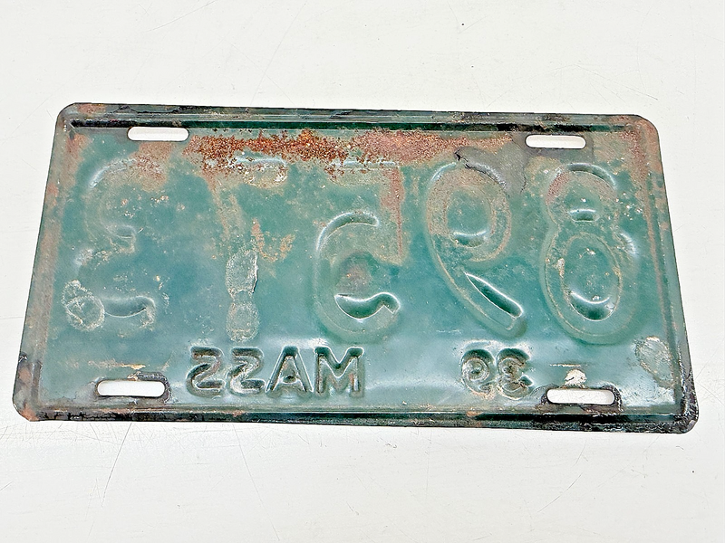 Vintage 1939 89573 Massachusetts License Plate Sign MA 89573 C76-40