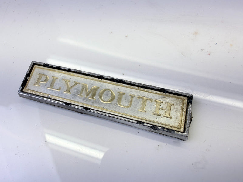 OEM Mopar 1976 - 1979 PLYMOUTH Metal Trunk Lid Emblem Mopar 3811445 E8-108