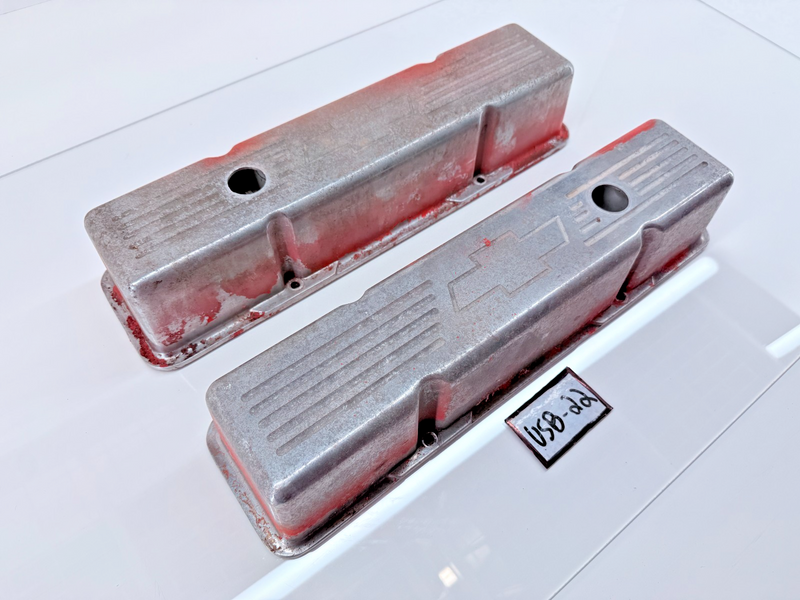 Billet Spec Valve Covers Tall Aluminum Polished Bowtie Chevy SB Pair U5B-22