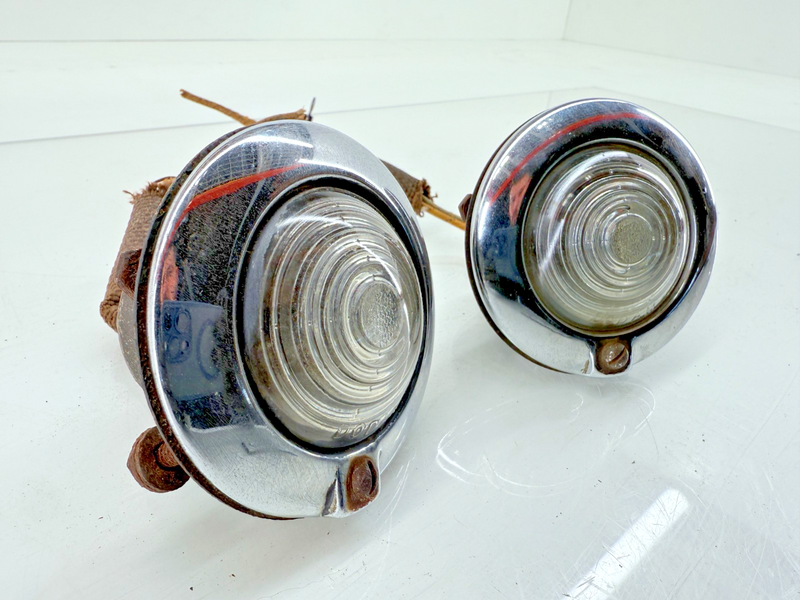 Original Jeep Willys DODAM PAIR Parking Turn Signal Lights Lens Bezels C37-13