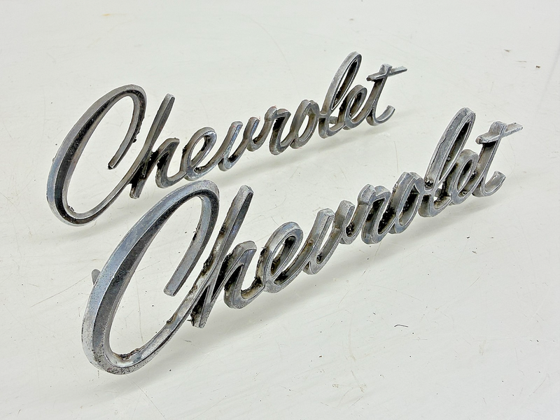 OEM  1966 1967 1968 Chevrolet Emblem Badge Script Pair E9-117