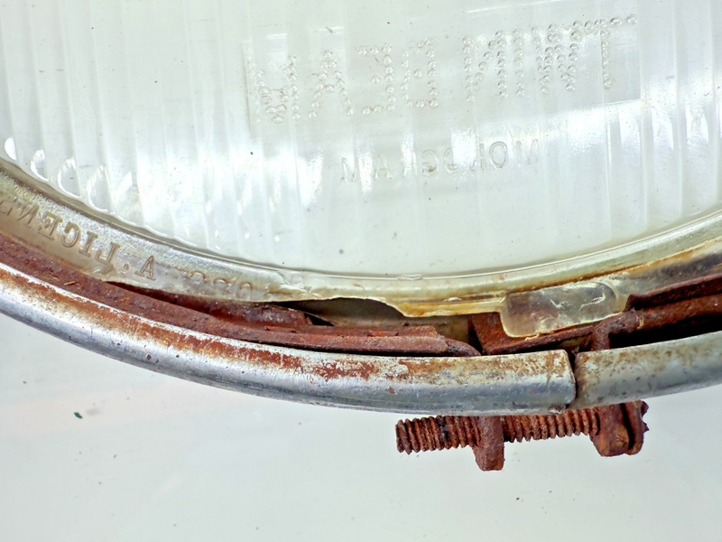 Vintage Original Monogram Twin Beam 9-15/16” Headlamp Lens & Trim Ring C32-1