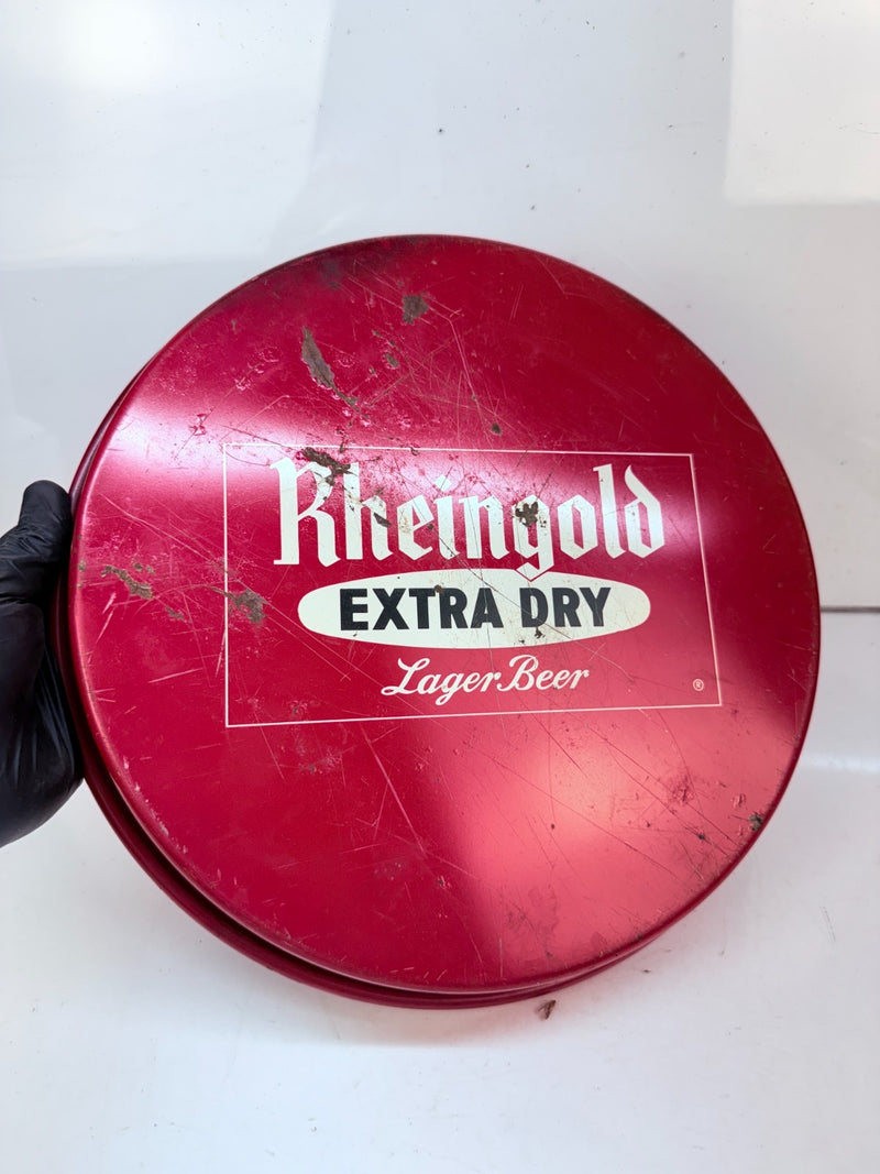 Vintage ORIGINAL Rheingold Beer Metal Serving 13" Tray Mancave BAR Tray-5