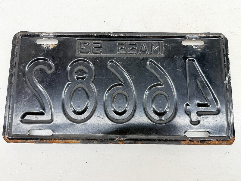 Orig. Paint 1953 46682 Massachusetts License Plate Sign MA 46682 C76-62