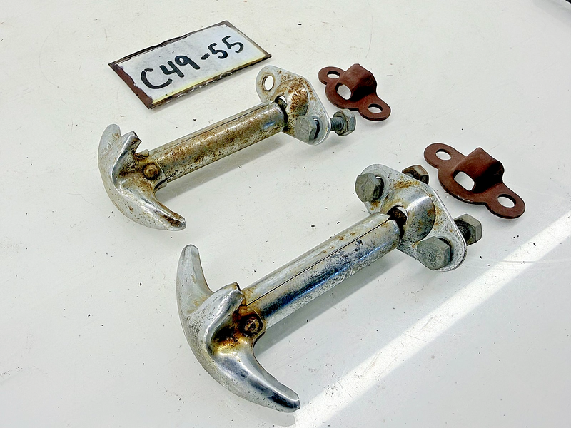 Original 1939 - 1945 Jeep Willys M38 SET Chrome Hood Latch Hooks GPW MB C49-55