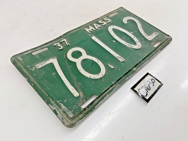 Orig. Paint 1937 78102 Massachusetts License Plate Sign MA 78.102 C76-30