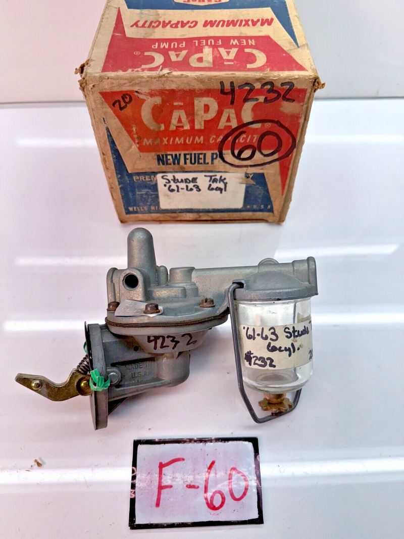 NORS CAPAC 1953 International Truck 220ci Rebuilt Fuel Pump 4232 F-60