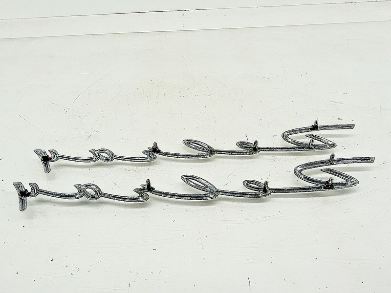 Vintage RARE OEM 1958 CHEVROLET DELRAY SCRIPT EMBLEM PAIR E10-22