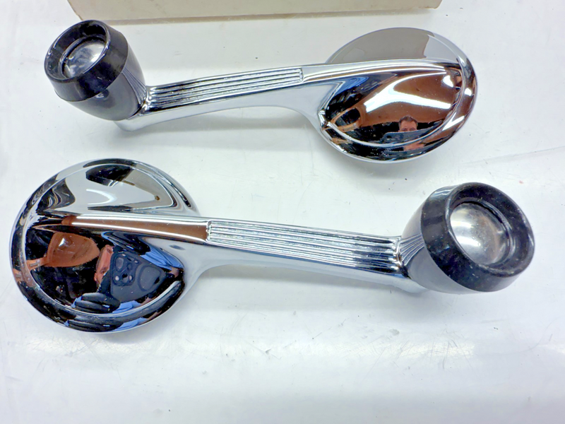 1956 1957 Bel Air Impala Biscayne Window Crank Handle Kit 2pc Black Knob B80-3