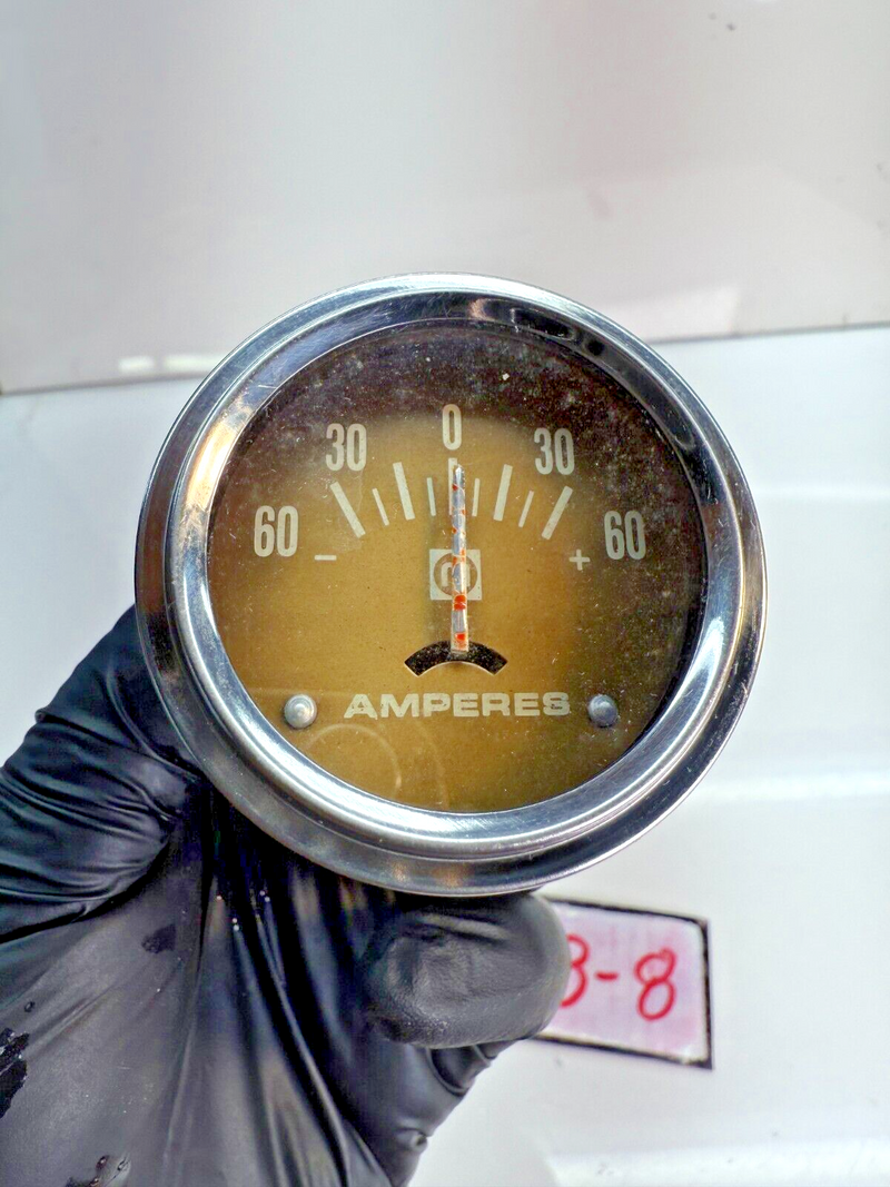Vintage M Amperes Gauge Ford Chevy Mopar Boat Semi Truck Tractor 0-60 Amps B8-8