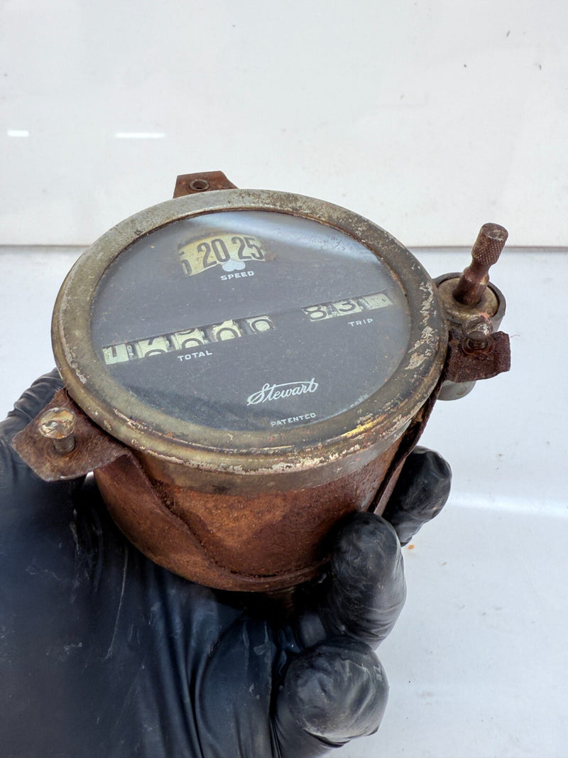 Vintage OEM STEWART  1910 - 1920' Magnetic Type Speedometer Speed Total B61-18