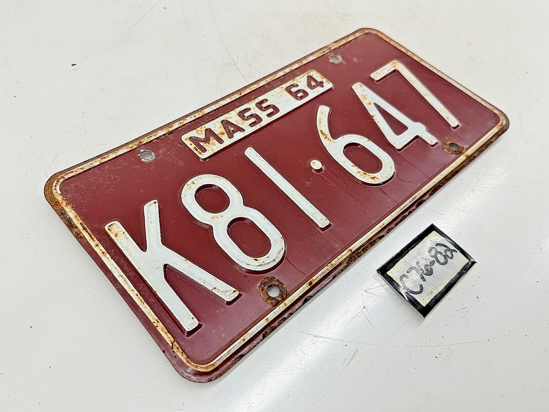 Orig. Paint 1964 K81647 Massachusetts License Plate Sign MA K81-647 C76-82