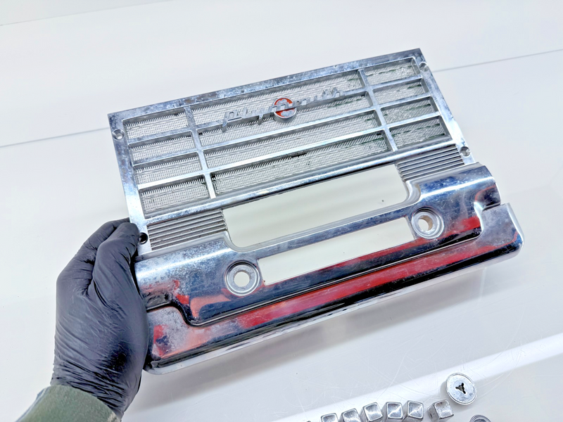 Vintage RARE OEM Mopar Plymouth CHROME RADIO BEZEL with BUTTONS & KNOBS C32-9