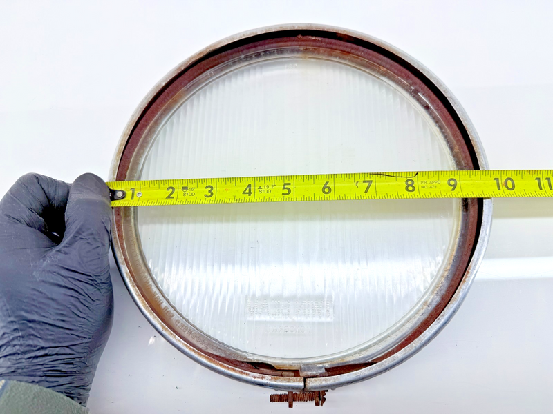 Vintage Original Monogram Twin Beam 9-15/16” Headlamp Lens & Trim Ring C32-1