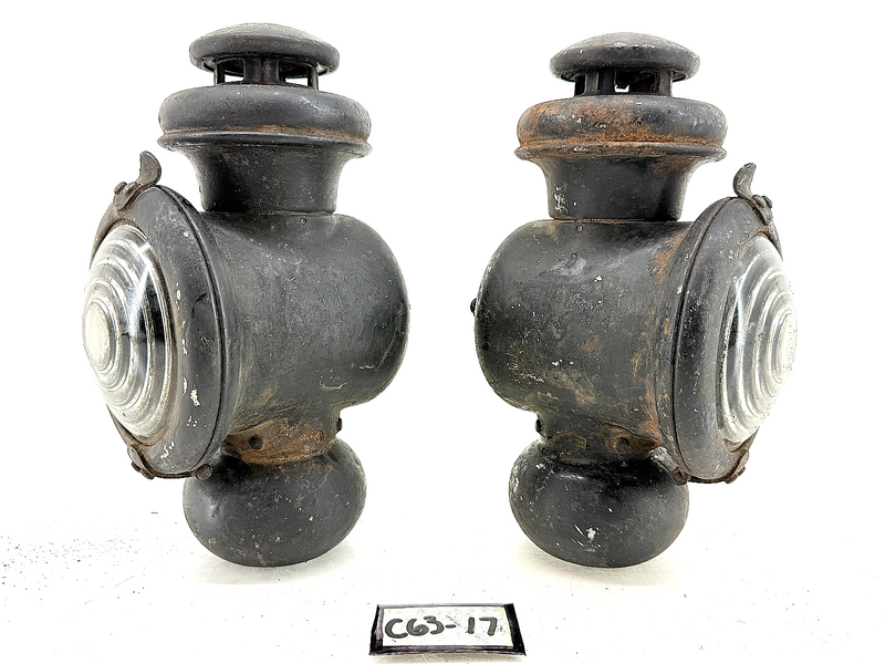 PAIR Authentic Early 20th Century Ford Model T Kerosene Side (Cowl) Lamps C63-17