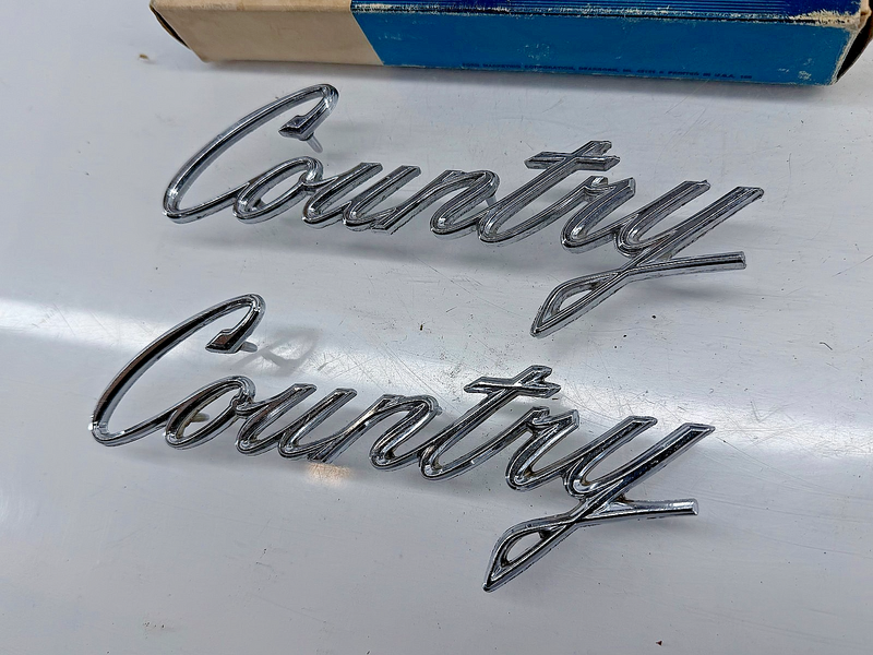 NOS Ford 1969 1970 Galaxie LTD Country Squire Station Wagon Emblem PAIR C56-24